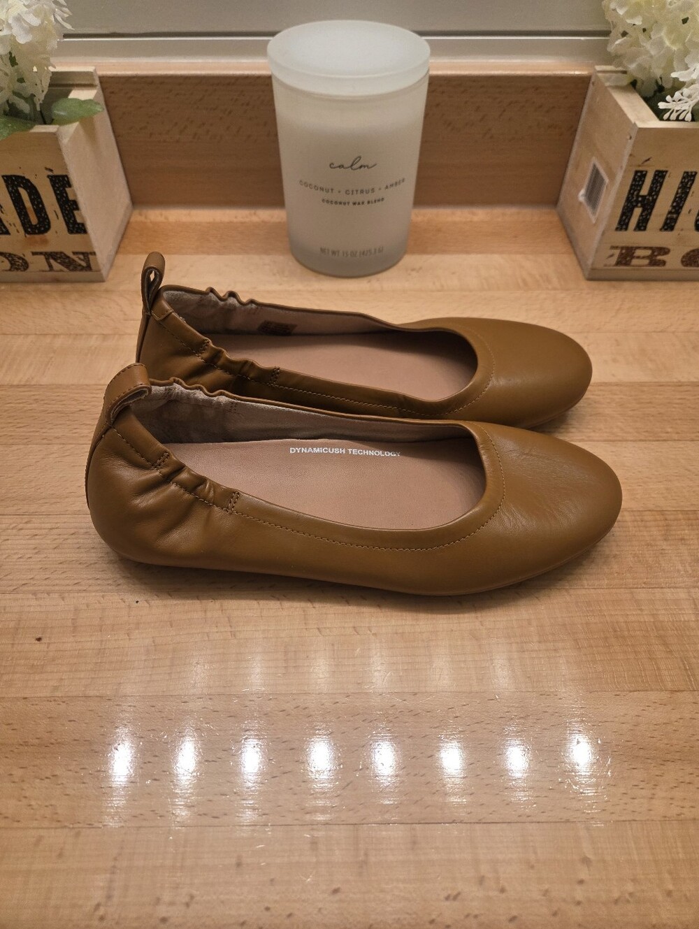 FitFlop Allegro Ballet Flats Tan Leather Womens Size 7